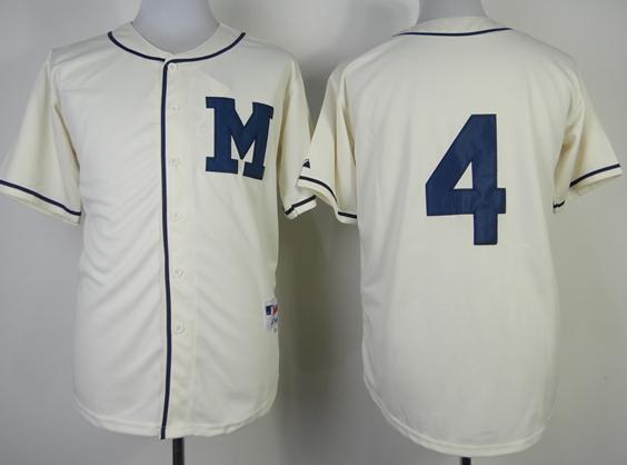 Milwaukee Brewers 4 Paul Molitor Cream MLB Jerseys Milwaukee Brewers 4 Paul Molitor Cream MLB Jerseys
