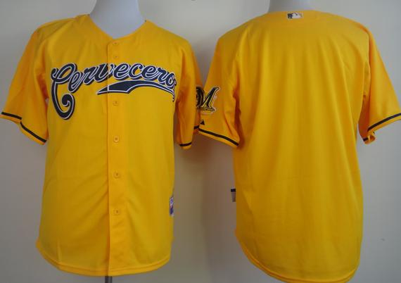 Milwaukee Brewers Blank Yellow Cool Base MLB Jerseys
