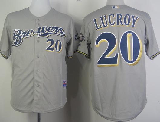 Milwaukee Brewers 20 Jonathan Lucroy Grey Cool Base MLB Jerseys