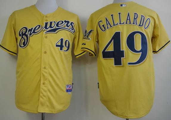 Cheap Milwaukee Brewers 49 Yovani Gallardo Yellow Cool Base MLB Jerseys For Sale