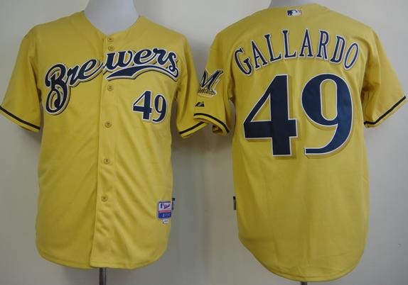Milwaukee Brewers 49 Yovani Gallardo Yellow Cool Base MLB Jerseys Milwaukee Brewers 49 Yovani Gallardo Yellow Cool Base MLB Jerseys