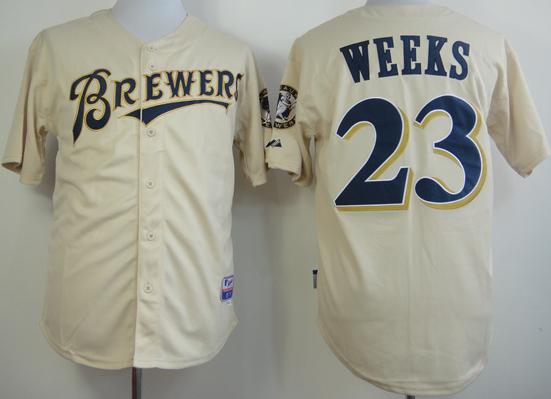 Cheap Milwaukee Brewers 23 Rickie Weeks Cream Cool Base MLB Jerseys For Sale