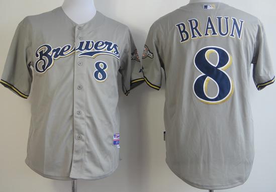 Cheap Milwaukee Brewers 8 Ryan Braun Grey Cool Base MLB Jerseys For Sale
