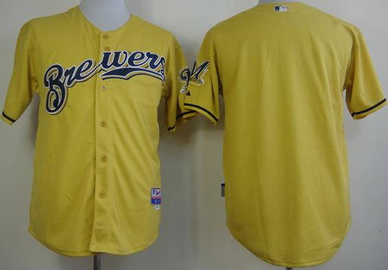 Milwaukee Brewers Blank Yellow Cool Base MLB Jerseys