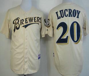 Milwaukee Brewers 20 Jonathan Lucroy Cream MLB Jersey