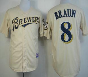 Milwaukee Brewers 8 Ryan Braun Cream MLB Jersey
