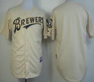 Milwaukee Brewers Blank Cream MLB Jersey