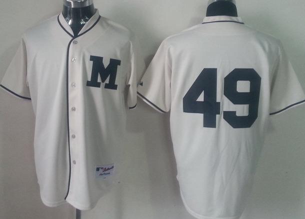 Milwaukee Brewers 49 Yovani Gallardo Cream MLB Jerseys