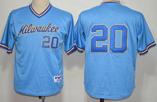 Milwaukee Brewers 20 Locroy Blue MLB Baseball Jerseys
