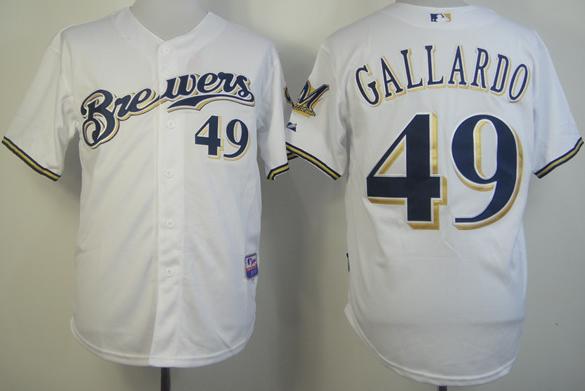 Cheap Milwaukee Brewers Jerseys 49 Gallardo White Cool Base MLB Jerseys For Sale