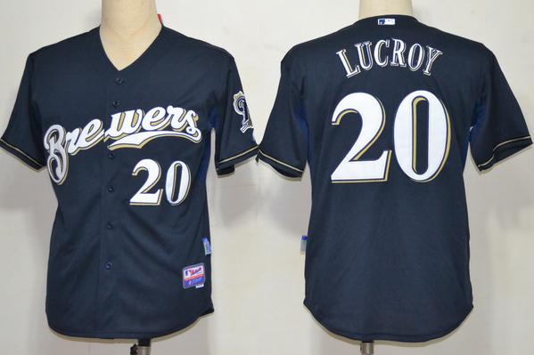 Milwaukee Brewers 20 Locroy Dark Blue Cool Base MLB Jerseys