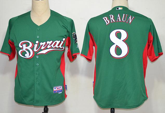 Cheap Milwaukee Brewers 8# Ryan Braun Green MLB Jersey For Sale