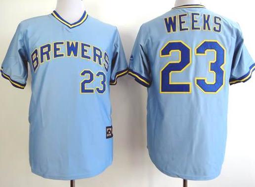 Milwaukee Brewers 23 Weeks Light Blue Cooperstown Throwback MLB Jerseys Milwaukee Brewers 23 Weeks Light Blue Cooperstown Throwback MLB Jerseys