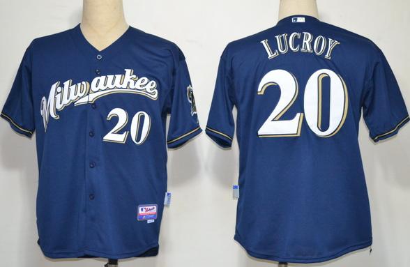 Milwaukee Brewers 20 Locroy Dark Blue Cool Base MLB Jerseys(M)