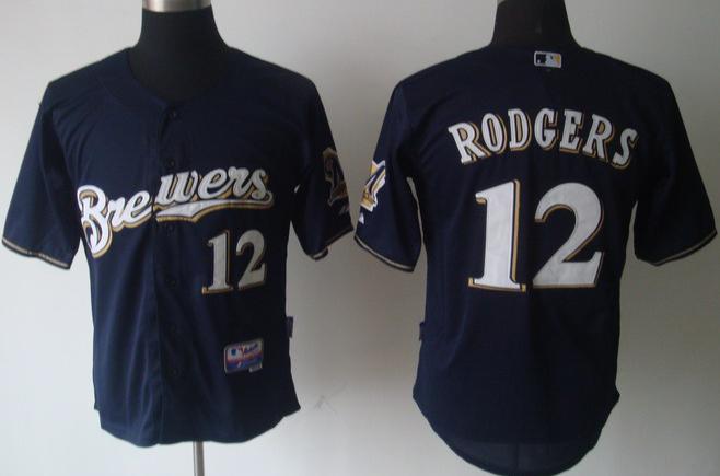 Milwaukee Brewers 12# Rodgers Dark Blue Cool Base MLB Jerseys
