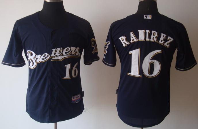 Milwaukee Brewers 16# Ramirez Blue MLB Jerseys