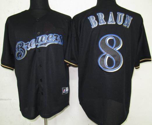 Cheap Milwaukee Brewers 8 Braun Black Fashion Jerseys For Sale