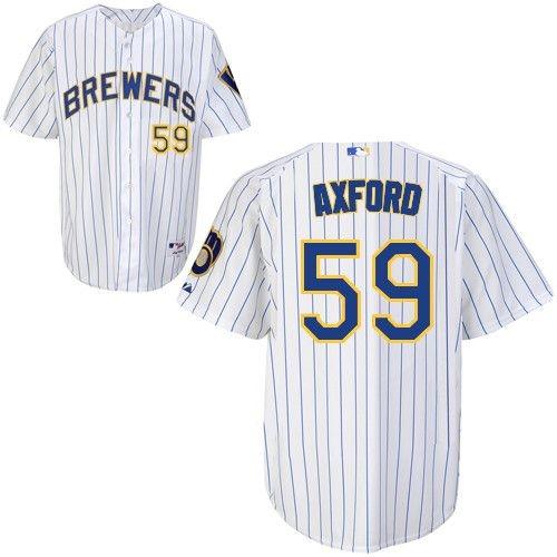 Cheap Milwaukee Brewers 59 Axford White (Blue Strip) MLB Jerseys For Sale