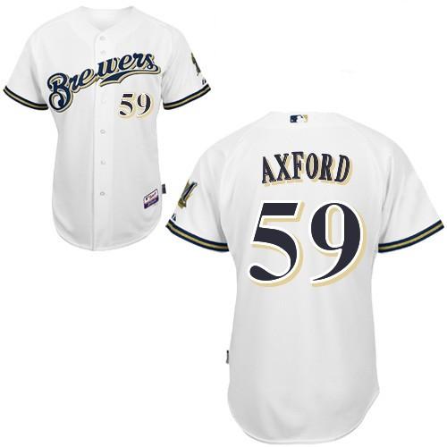 Milwaukee Brewers 59 Axford White MLB Jerseys