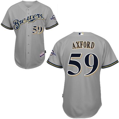 Milwaukee Brewers 59 Axford Grey MLB Jerseys