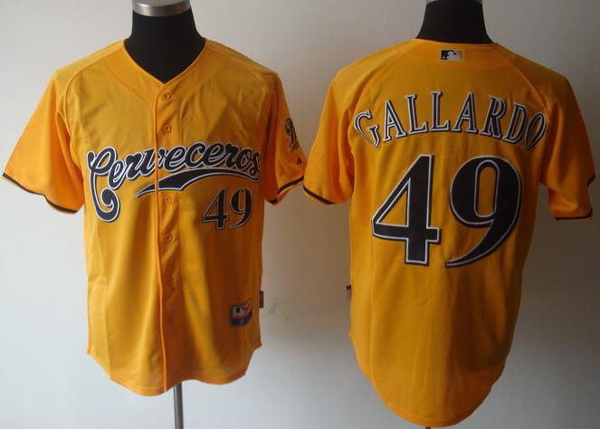 Cheap Milwaukee Brewers 49 Gallardo Yellow MLB Jerseys For Sale