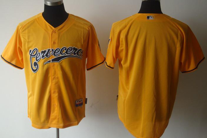 Milwaukee Brewers Blank Yellow Cool Base MLB Jerseys