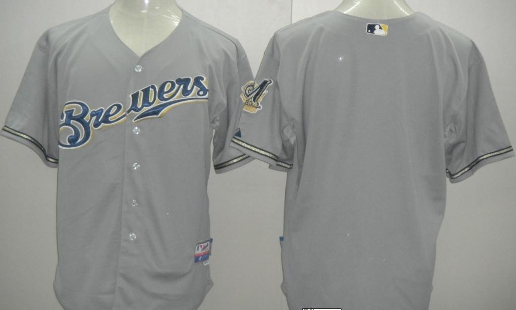 Cheap Milwaukee Brewers Blank Grey MLB Jerseys For Sale