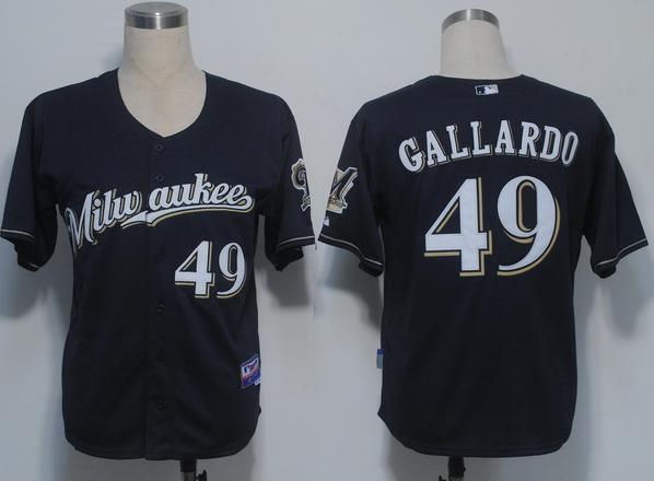 Cheap Milwaukee Brewers 49 Gallardo Blue Cool Base MLB Jerseys(M) For Sale