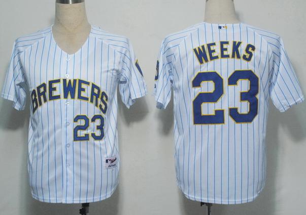 Cheap Milwaukee Brewers 23 Weeks White(Blue Strip) MLB Jerseys For Sale