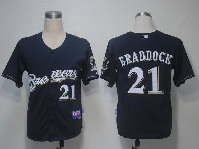 Milwaukee Brewers 21 Braddock Dark Blue Cool Base MLB Jersey