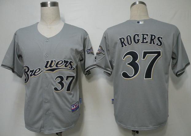 Milwaukee Brewers 37 Rogers Grey Cool Base MLB Jersey