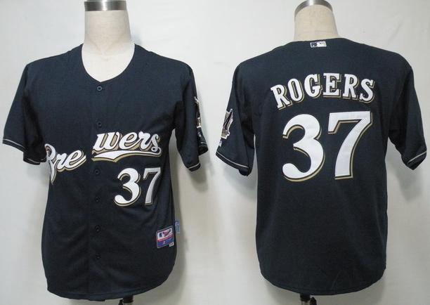 Cheap Milwaukee Brewers 37 Rogers Dark Blue Cool Base MLB Jersey For Sale