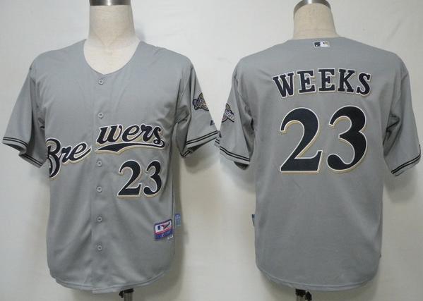 Cheap Milwaukee Brewers 23 Weeks Grey Cool Base MLB Jersey For Sale