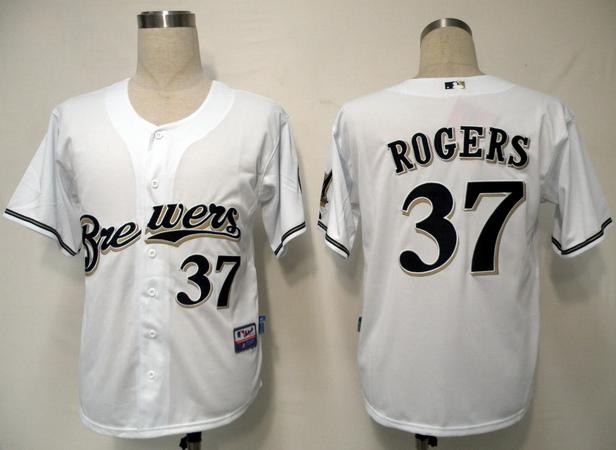 Milwaukee Brewers 37 Rogers White Cool Base MLB Jersey Milwaukee Brewers 37 Rogers White Cool Base MLB Jersey