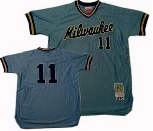 Milwaukee Brewers 11 Gary Sheffield throwback blue jerseys