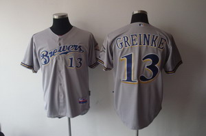 Milwaukee Brewers 13 Zack Greinke Baseball Grey jerseys Milwaukee Brewers 13 Zack Greinke Baseball Grey jerseys