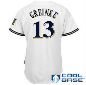 Cheap Milwaukee Brewers 13 Zack Greinke Cool Base Baseball White Jersey For Sale