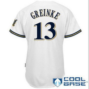 Milwaukee Brewers 13 Zack Greinke Cool Base Baseball White Jersey