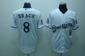 Cheap Milwaukee Brewers 8 Ryan Braun White Jerseys With 40th Patch For Sale