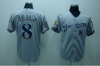 Cheap Milwaukee Brewers 8 Ryan Braun Grey Jerseys With 40th Patch For Sale