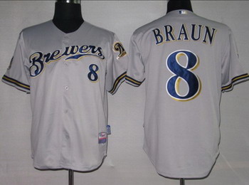 Cheap Milwaukee Brewers 8 Ryan Braun Grey Jerseys Coolbase For Sale