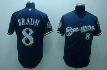 Milwaukee Brewers 8 Ryan Braun Blue Jerseys With 40th Patch