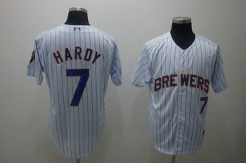 Cheap Milwaukee Brewers 7 James Hardy White(blue strip)Jerseys For Sale