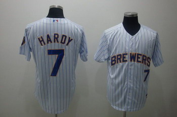 Milwaukee Brewers 7 James Hardy White(blue strip)Jerseys