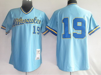 Cheap Milwankee Brewers 19 Robin Yount Blue Jerseys Throwback For Sale