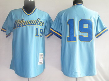 Milwankee Brewers 19 Robin Yount Blue Jerseys Throwback