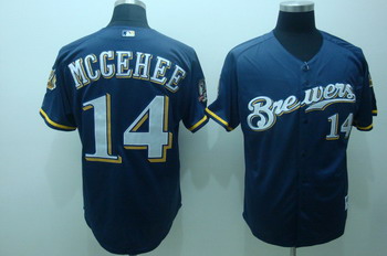 Cheap Milwaukee Brewers 14 Mcgehee Dark Blue Jerseys with 40 Patch For Sale