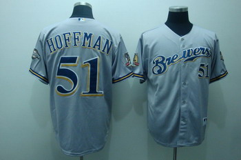 Cheap Milwaukee Brewers 51 Hoffman Grey Jerseys With 40th Anniversary Patch For Sale