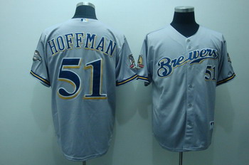Milwaukee Brewers 51 Hoffman Grey Jerseys With 40th Anniversary Patch