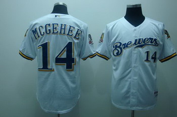 Cheap Milwaukee Brewers 14 Casey mcgehee white jerseys 40Th Patch For Sale